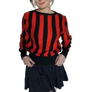 Halloween orange & black striped knitted vintage longsleeve wool sweater top